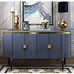 Дизайнерский комод синий глянцевый с золотыми ручками на 4-х дверцах Martin варинант исполнения - 2 | Loft Concept в Кирове