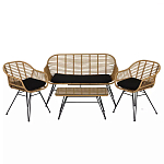 Журнальный столик с столешницей из ротанга и стекла Wicker Tabletop Under Glass варинант исполнения - 3 | Loft Concept в Кирове