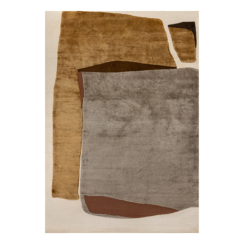 Ковер шелк Manhattan Wool Silk Carpet VII Серый Бежевый Коричневый Горчичный в Кирове | Loft Concept 