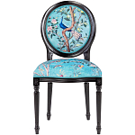 Стул из массива бука бирюзовый с изображением птиц в саду Turquoise Chinoiserie Blue Bird Chair варинант исполнения - 1 | Loft Concept в Кирове