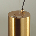 Подвесной светильник цилиндрической формы с плафоном из алебастра и металлическими торцами Латунь 60 см Cryptocrystalline Stone варинант исполнения - 5 | Loft Concept в Кирове