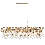 Люстра линейная с подвесками в форме монеток и золотистыми круглыми элементами из металла в виде лепестков FAIRYTREE Light варинант исполнения - 3 | Loft Concept в Кирове