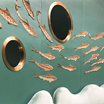 Обои с вышивкой ручной работы Deco Fish Original colourway варинант исполнения - 3 | Loft Concept в Кирове