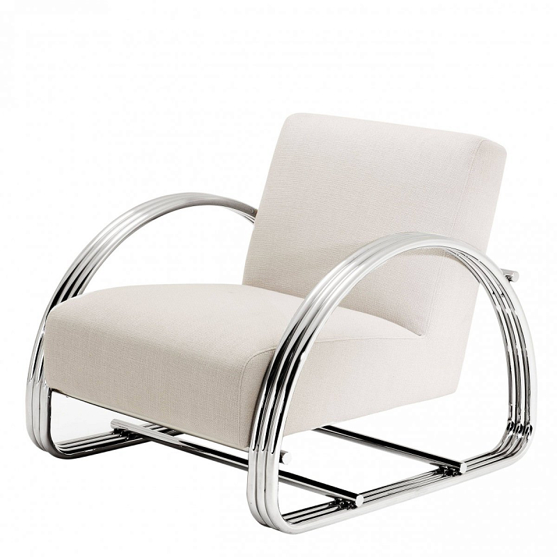 Кресло Eichholtz Chair Basque Молочный Нержавеющая сталь Кресло Eichholtz Chair Basque Молочный Нержавеющая сталь в Кирове | Loft Concept