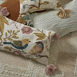 Чехол на подушку с кисточками и вышивкой птиц Ethnic mix Birds Rect варинант исполнения - 6 | Loft Concept в Кирове