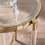 Золотой приставной столик с круглой стеклянной столешницей Weightless Table варинант исполнения - 7 | Loft Concept в Кирове