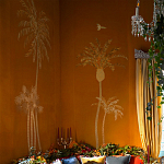 Обои с вышивкой ручной работы Deco Palms Original colourway on velvet 2 варинант исполнения - 1 | Loft Concept в Кирове