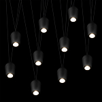 Подвесной светильник черными плафонами на длинных пересекающихся тросах Construction варинант исполнения - 10 | Loft Concept в Кирове