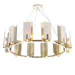 Люстра подвесная круглая с прямоугольными мраморными и золотистыми панелями на металлическом каркасе Диаметр 118 см Marble square Chandelier варинант исполнения - 3 | Loft Concept в Кирове