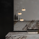 Подвесной светильник с плафоном в виде эллипса из белого алебастра Cryptocrystalline Stone варинант исполнения - 6 | Loft Concept в Кирове