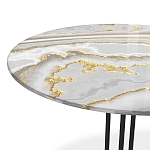 Стол журнальный с круглой столешницей из стекла Gray and Gold Marble варинант исполнения - 3 | Loft Concept в Кирове