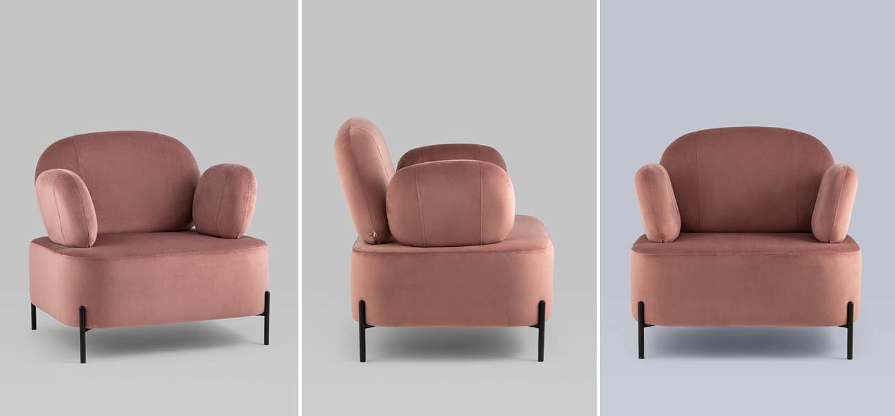 Кресло Color Block пыльно-розовый велюр Кресло Color Block пыльно-розовый велюр - Loft-Concept в Кирове