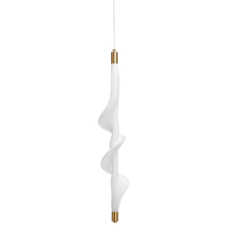 Люстра с белым скрученным плафоном Golden Swirl Белый Латунь в Кирове | Loft Concept 
