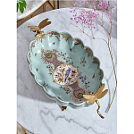 Чаша из голубого фарфора на бронзовых ножках с рисунком цветов и фигурками стрекоз Blue Garden варинант исполнения - 4 | Loft Concept в Кирове