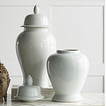 Ваза белая с крышкой однотонная Chinoiserie Ceramics варинант исполнения - 3 | Loft Concept в Кирове