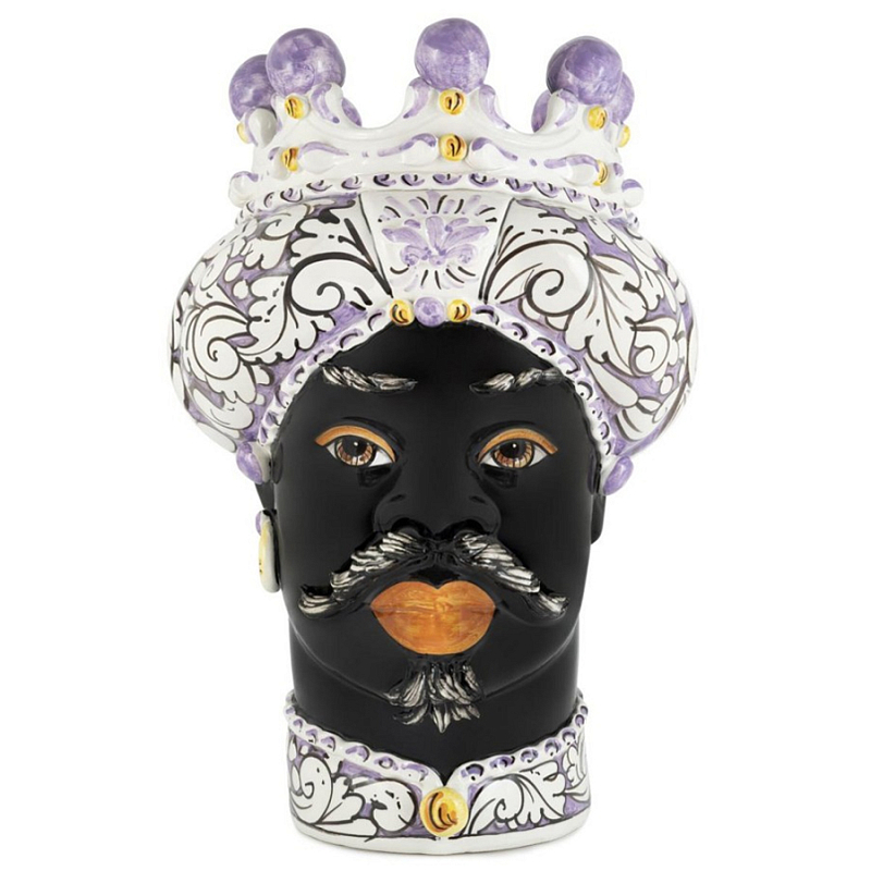 Ваза Vase Moro Man Ornate Violet Черный Фиолетовый Белый Ваза Vase Moro Man Ornate Violet Черный Фиолетовый Белый в Кирове | Loft Concept