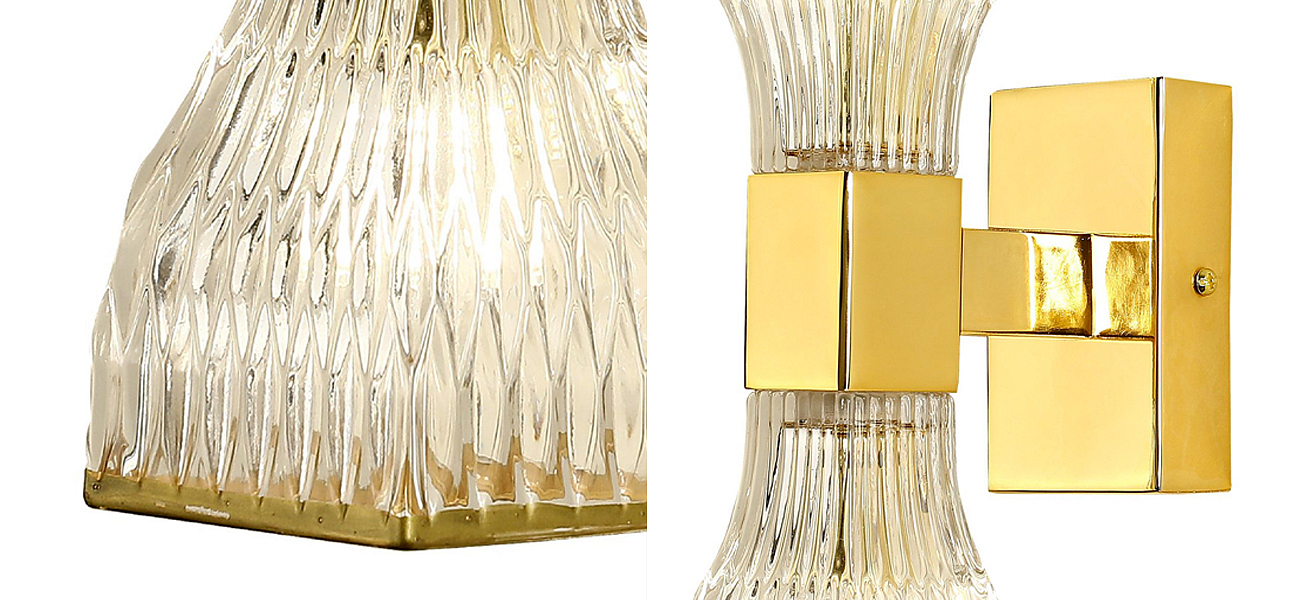 Бра с двумя плафонами из рельефного стекла GLASS HORN Gold Бра с двумя плафонами из рельефного стекла GLASS HORN Gold - Loft-Concept в Кирове