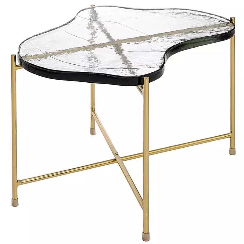 Журнальный столик с изогнутой стеклянной столешницей Curved Glass Table Top Прозрачный Золотой Журнальный столик с изогнутой стеклянной столешницей Curved Glass Table Top Прозрачный Золотой в Кирове | Loft Concept