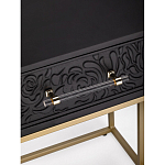 Приставной столик с резным узором на выдвижном ящике Black Table Carved Pattern варинант исполнения - 2 | Loft Concept в Кирове