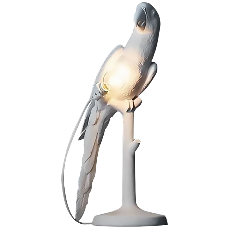 Настольная лампа в виде попугая White Parrot Table Lamp Белый Настольная лампа в виде попугая White Parrot Table Lamp Белый в Кирове | Loft Concept
