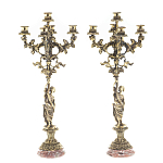 Подсвечники из бронзы на 10 свечей на подставке из камня креноид Stone Candlestick варинант исполнения - 1 | Loft Concept в Кирове