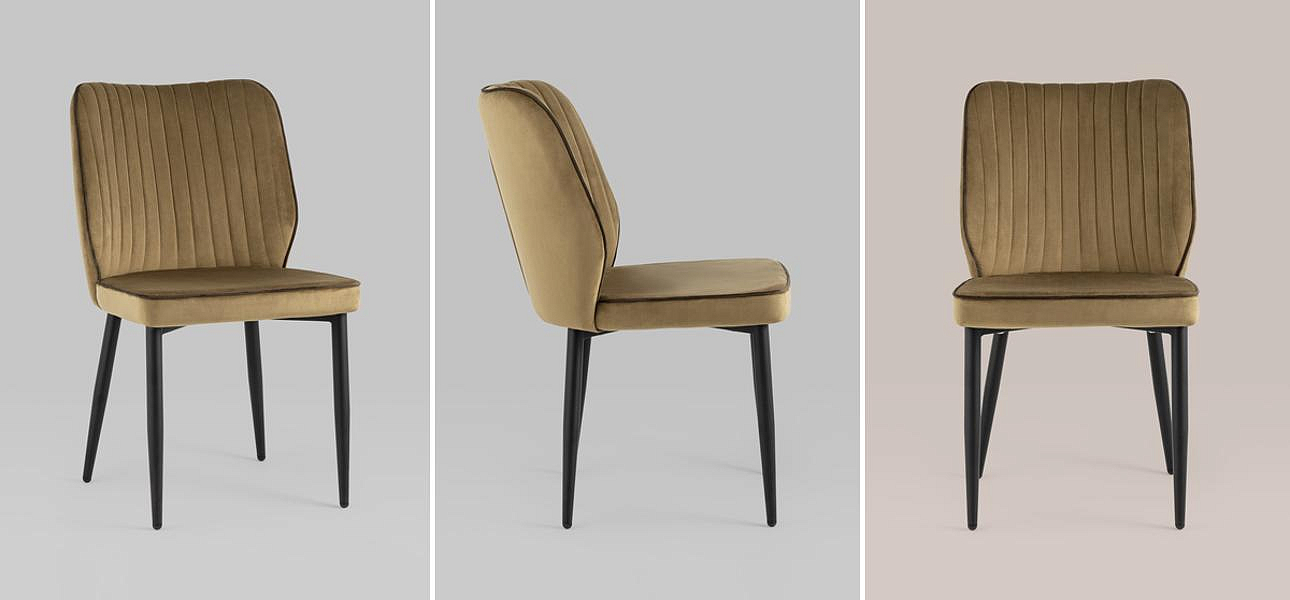 Стул Lawrence Chair Велюр Карамель Коричневый кант Стул Lawrence Chair Велюр Карамель Коричневый кант - Loft-Concept в Кирове