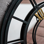 Зеркало настенное в чёрной металлической раме в виде часов Mirror Tower Clock варинант исполнения - 2 | Loft Concept в Кирове