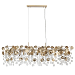 Люстра линейная с подвесками в форме монеток и золотистыми круглыми элементами из металла в виде лепестков FAIRYTREE Light варинант исполнения - 2 | Loft Concept в Кирове