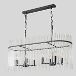 Люстра подвесная овальная со стеклянными прозрачными трубками и металлическим каркасом черного цвета Nembus варинант исполнения - 2 | Loft Concept в Кирове