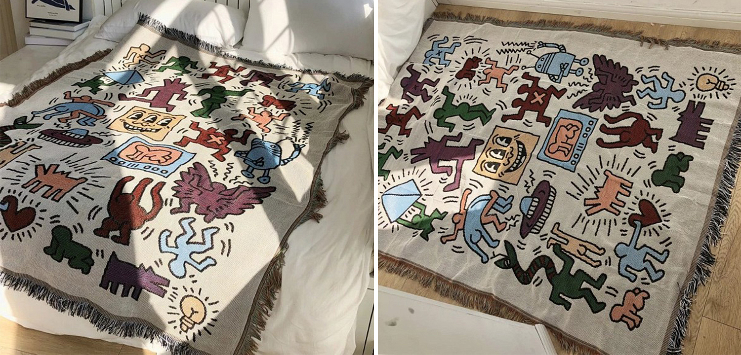 Покрывало граффити Кит Харинг Keith Haring Bed Сover Покрывало граффити Кит Харинг Keith Haring Bed Сover - Loft-Concept в Кирове