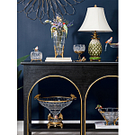 Ваза из прозрачного стекла с бронзовыми ножками и фигурками попугаев Eden Garden porcelain and bronze варинант исполнения - 5 | Loft Concept в Кирове