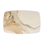 Обеденный стол с прямоугольной бежевой столешницей из стекла на 4-х деревянных ножках Beige Marble варинант исполнения - 2 | Loft Concept в Кирове