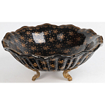 Блюдо черного цвета из фрафора на бронзовых ножках Eden Garden porcelain and bronze варинант исполнения - 1 | Loft Concept в Кирове