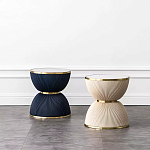 Дизайнерский журнальный стол фактурный с круглой белой столешницей Luler варинант исполнения - 2 | Loft Concept в Кирове