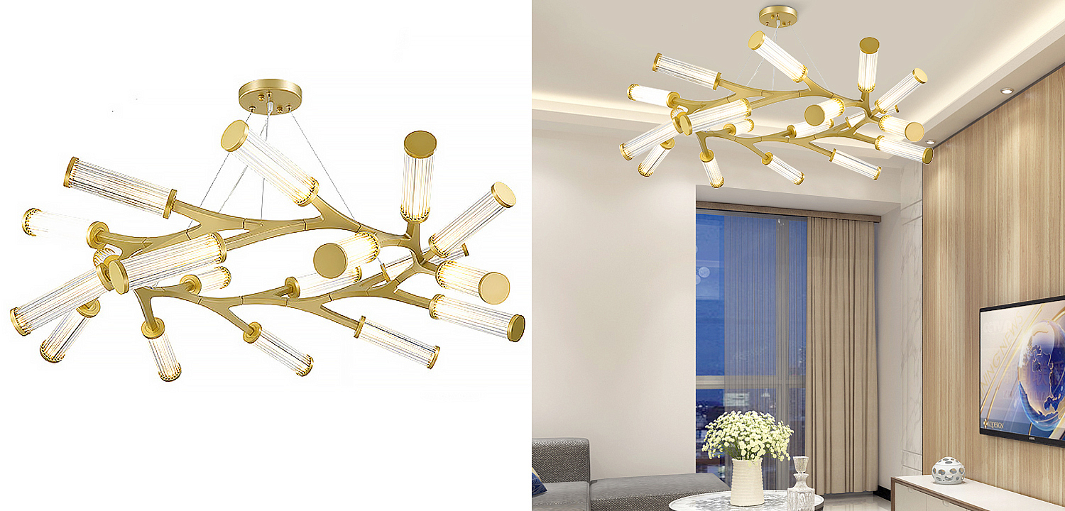 Люстра Cylinder Branches Chandelier Ring Gold Люстра Cylinder Branches Chandelier Ring Gold - Loft-Concept в Кирове