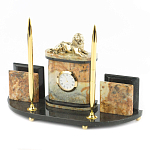 Настольный письменный набор из камня офиокальцит и бронзы с декором в виде льва Successful Leader варинант исполнения - 2 | Loft Concept в Кирове