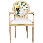 Стул с подлокотниками золотистый из бука с изображением птиц и цветов Blooming Birds 2 варинант исполнения - 1 | Loft Concept в Кирове