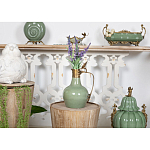 Кувшин зеленого цвета из фарфора с бронзовой крышкой и изогнутой ручкой Eden Garden porcelain and bronze варинант исполнения - 4 | Loft Concept в Кирове