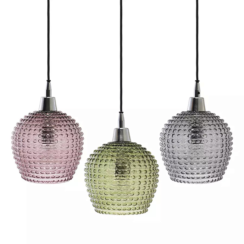 Подвесной светильник каскадный с 3-мя рельефными плафонами Cascade with Relief Lampshades Серый Зеленый Сливовый Черный Подвесной светильник каскадный с 3-мя рельефными плафонами Cascade with Relief Lampshades Серый Зеленый Сливовый Черный в Кирове | Loft Concept