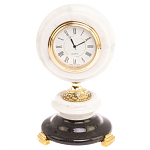 Часы настольные бронзовые из натуральных камней Мрамор и Змеевик Stone Clock варинант исполнения - 1 | Loft Concept в Кирове