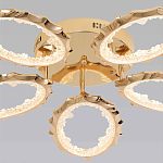 Потолочная люстра с 5-ю светодиодными лампами с золотистым каркасом Ring of Fire варинант исполнения - 2 | Loft Concept в Кирове