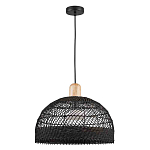 Подвесной светильник с округлым абажуром из черного ротанга Wicker Furniture варинант исполнения - 2 | Loft Concept в Кирове