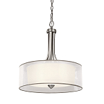 Люстра подвесная с двойным круглым плафоном из органзы и матового стекла Kichler варинант исполнения - 1 | Loft Concept в Кирове