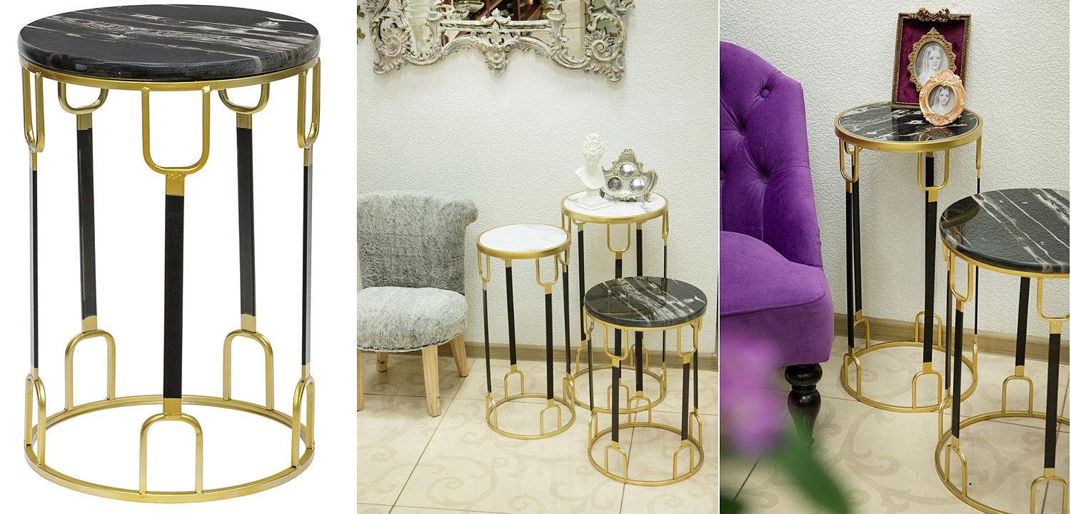Приставной стол Dorius Side Table black marble high Приставной стол Dorius Side Table black marble high - Loft-Concept в Кирове