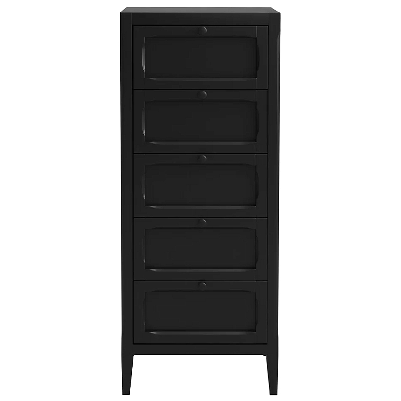 Комод узкий с 5-ю ящиками черный Silva Black Chest of Drawers Черный Комод узкий с 5-ю ящиками черный Silva Black Chest of Drawers Черный в Кирове | Loft Concept