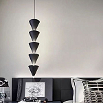 Подвесной светильник светодиодный в виде ряда черных металлических конусов  Herringbone варинант исполнения - 5 | Loft Concept в Кирове