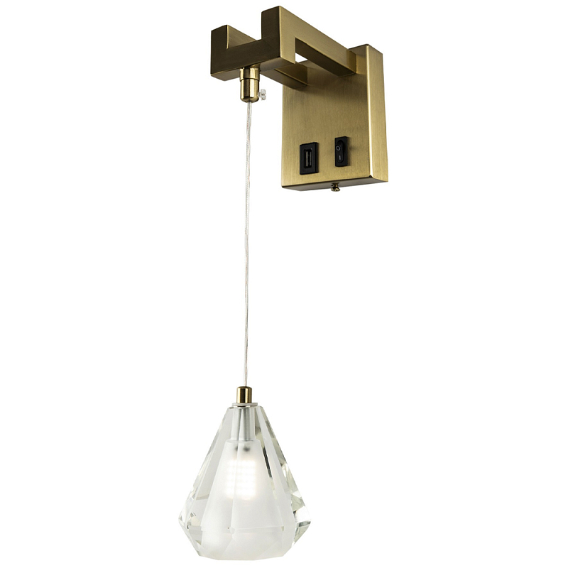Бра со стеклянным плафоном Albain Glass Wall Lamp Прозрачное Стекло Латунь Бра со стеклянным плафоном Albain Glass Wall Lamp Прозрачное Стекло Латунь в Кирове | Loft Concept