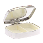 Таблетница карманная прямоугольная на 2 отделения с зеркалом и накладкой из натурального камня Лазурит Silver Stone Pillboxes варинант исполнения - 3 | Loft Concept в Кирове