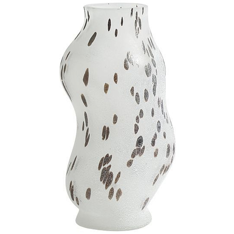 Декоративная ваза из стекла Wavy Glass Vase S Белое матовое стекло Коричневый Декоративная ваза из стекла Wavy Glass Vase S Белое матовое стекло Коричневый в Кирове | Loft Concept