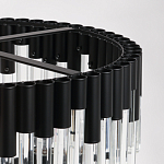 Люстра круглая из матового черного металла с подвесками из прозрачных стеклянных трубок Noir Tubes варинант исполнения - 9 | Loft Concept в Кирове